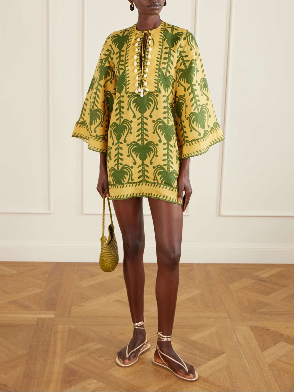 Johanna Ortiz wild Savannah shell embellished linen mini dress